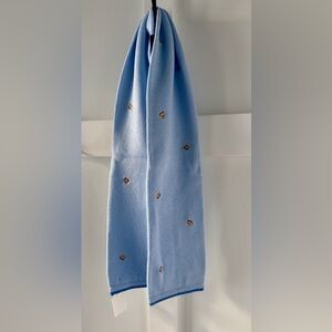 Lands' End Children’s Embroidered Equestrian Horse Knit Blue Scarf 50”L With Tag